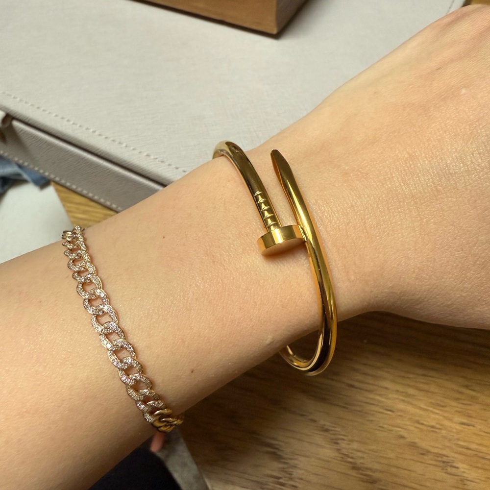 Juste Un Clou Nail Bracelet Gold Plated Stainless Steel